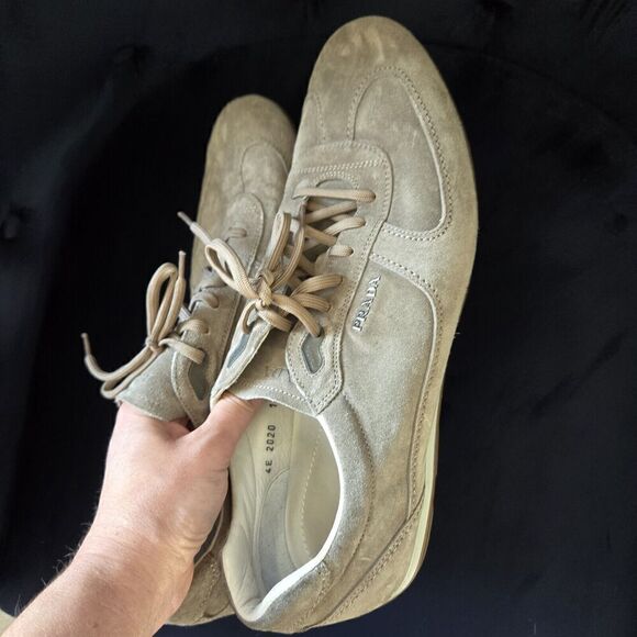 AUTH PRADA Sneakers SHOES 4E2020 Grey BEIGE SUEDE NEW US 12 main image 7